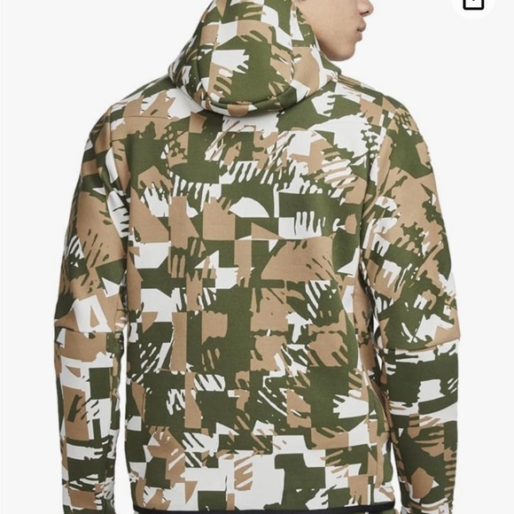 Nike Sportswear Men Tech Fleece Camo Full Zip Hoodie Size Small Green/White - Picture 2 of 9